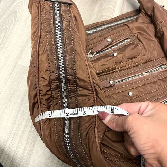 Tod's Luna Brown Nylon Media Hobo Purse Bag - Picture 14 of 14